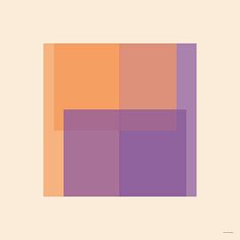 Abstrakt Orange Lila Quadrat von Mid Century Art House