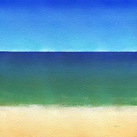Mer calme - tableau de plage minimaliste en acrylique sur Karen Kaspar