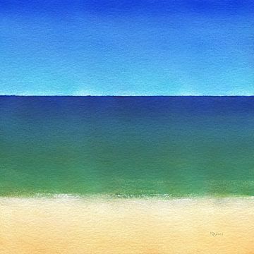 Rustige Zee - Minimalistisch Acryl Strandschilderij van Karen Kaspar
