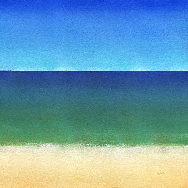 Ruhige See - minimalistisches Strandbild in Acryl von Karen Kaspar