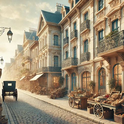 Golden Morning Boulevard - Belle-Époque-Straßenbild mit Marktständen