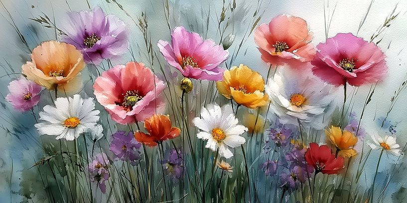 Watercolour dreams of a colourful summer meadow by MArt