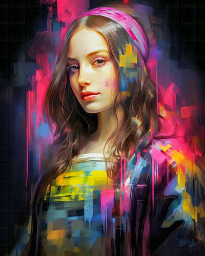Portret moderne Mona Lisa pop of colour II
