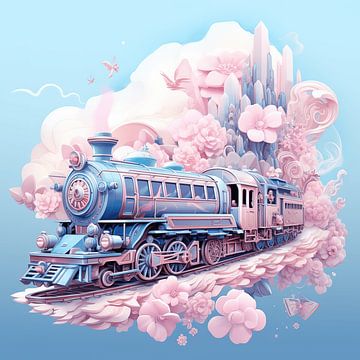 De roze trein naar Wonderland van Art Lovers