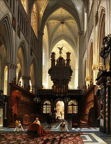 Victor-Jules Génisson. Interieur van Gotische kathedraal
