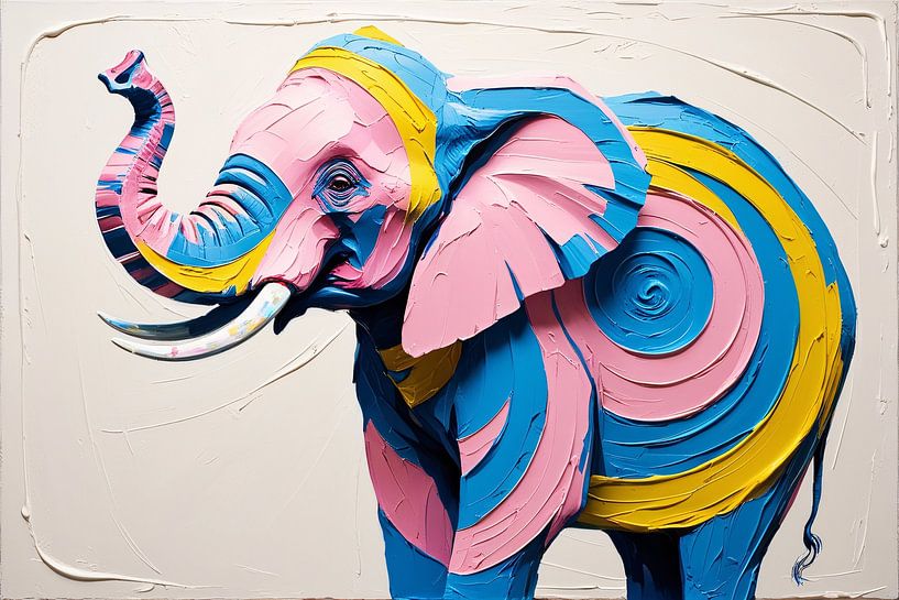 Kleurrijke abstracte olifant kunst van Art & Soul Creations