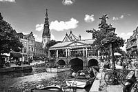 Aquarel Pentekening Leiden Stadhuis en Kroonbrug Tekening Lijntekening