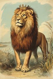 Lion avec couronne Majestic Pride dans la nature sauvage