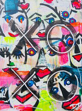 Abstract schilderij XOXO Streetart van Danielle Ducheine