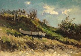 Paysage de bateau de Carlos de Haes sur la côte, Paysage antique