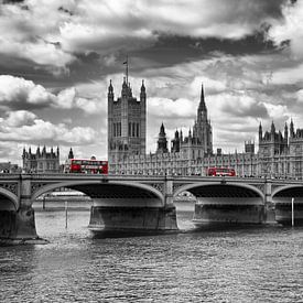 Houses of Parliament & Red Buses by Melanie Viola