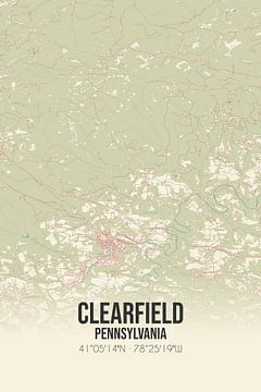 Vieille carte de Clearfield (Pennsylvanie), USA. sur Rezona