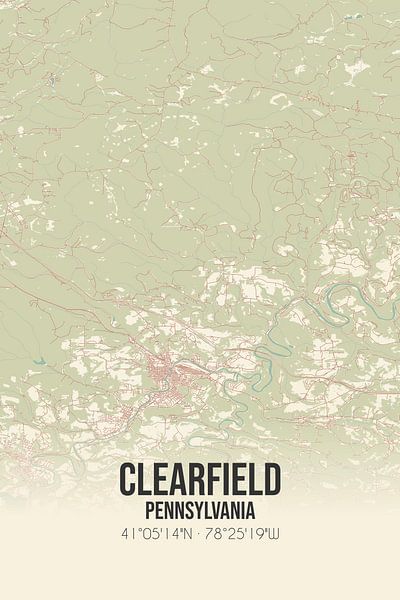 Vintage map of Clearfield (Pennsylvania), USA. by Prints of Place