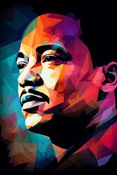 Martin Luther King Abstrakte Symphonie aus Farbe und Form von De Muurdecoratie