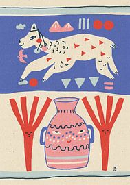 Playful Llama Folk Art by Raipa Studio