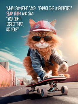 FUNNY CAT Skateboarding by Melanie Viola