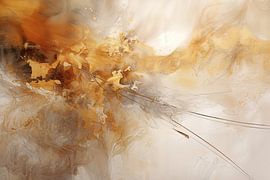 Abstract painting in autumnal hues – minimalist lines in brown, orange and beige by Joriali Fine Art