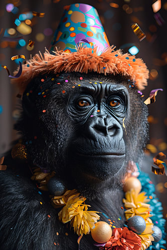 Funny monkey celebrates 60s birthday with disco style