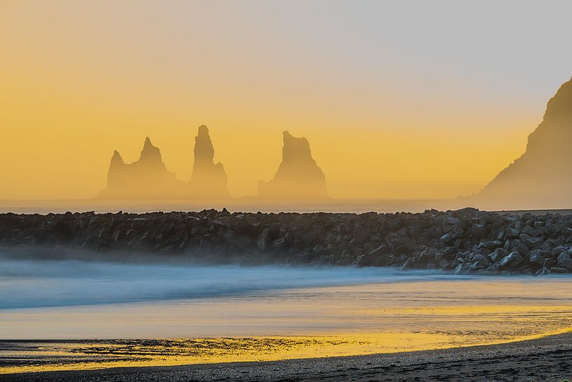 Iceland, Sunset Reynisdrangar and Black Sand Beach by Caroline Guerain