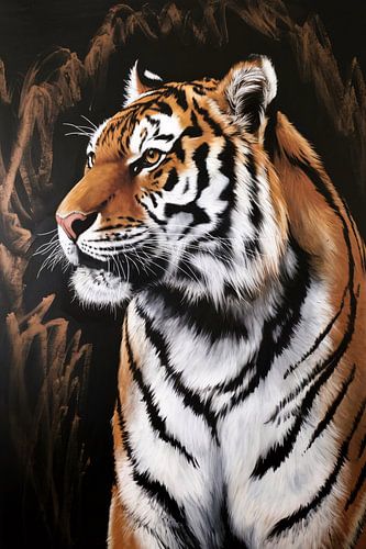 Gedetailleerd schilderij van tijger