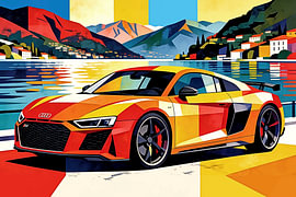 Audi by the lake – pop art
