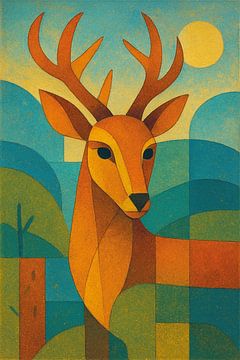 Ein wunderschönes Reh, geometrische Illustration. von Galerie Hoppenbrouwers