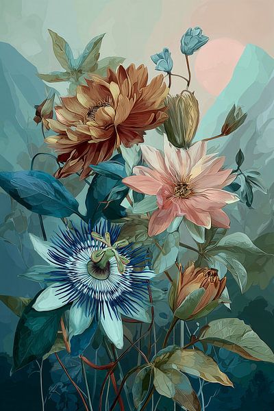 Bergbloemen bij Zonsondergang no.4 van Studio BB