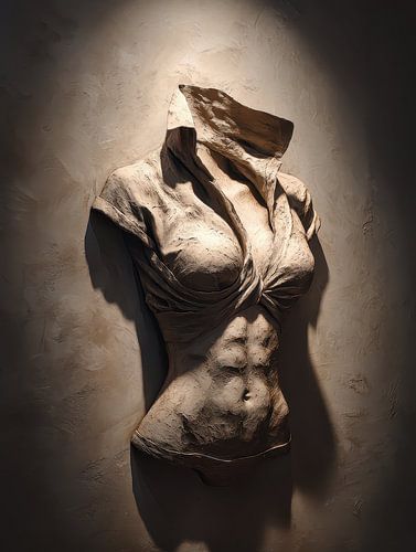 fragment van elegantie,gipsen torso vrouw