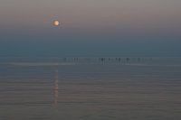 Moon with reflection over the sea