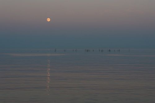 Maan met reflectie over de zee van Michiel Mos