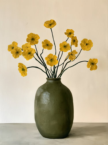 Gele bloemen in een vaas