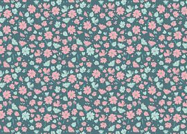 Wild flowers green pink by Kimfaesdesign