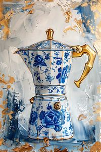 Coffee - Delft Blue with gold Percolator