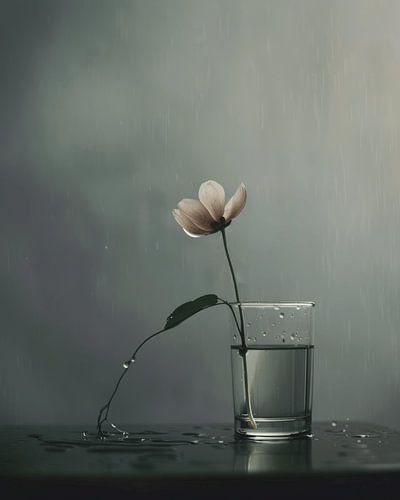 Stilleven met een bloem in Japandi stijl