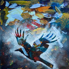 Raven in flight by Natasja Vugts
