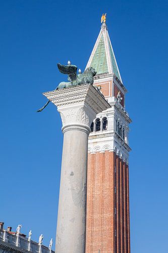 De Zuil van San Marco en de Toren van San Marco in Venetië