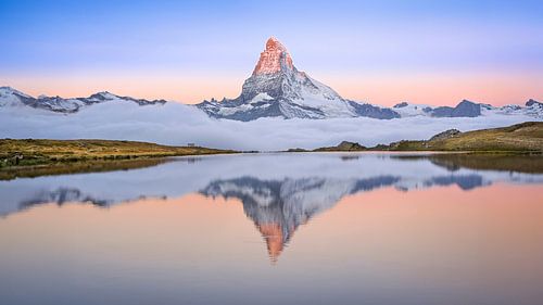 Matterhorn reflected in Lake Stelli in the early morning