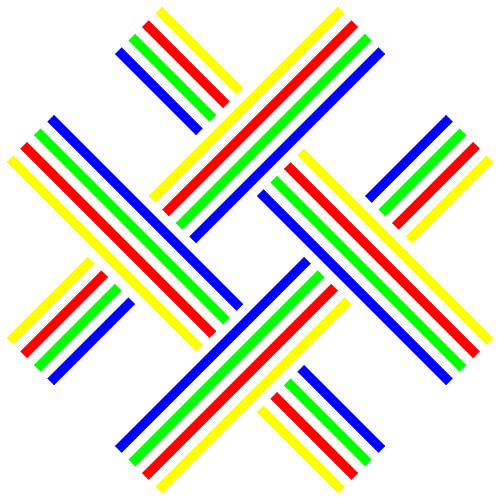 No Crossing | S=2 | Couleur=4 | RGBY | Centre=Bleu