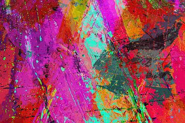 Modern, Abstract Digitaal Kunstwerk in Rood Roze van Art By Dominic