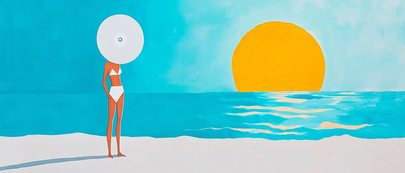 Beach figure with sun symbol - Minimalist by Poster Art Shop