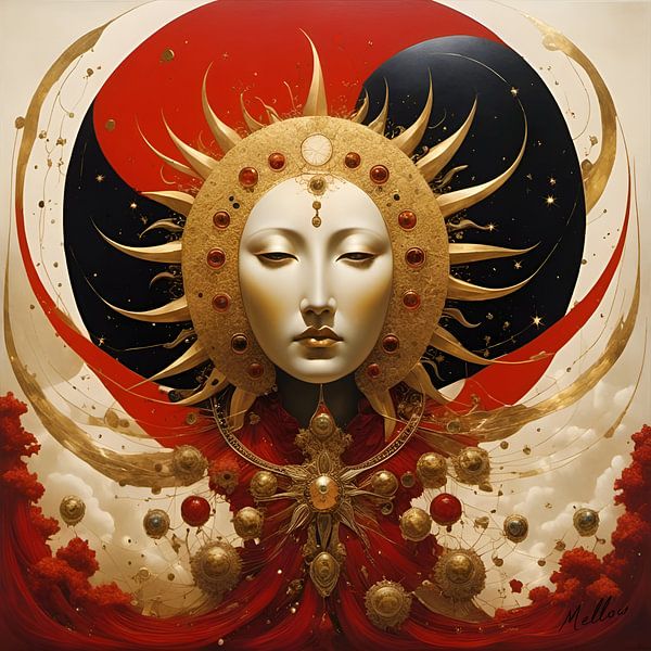 Celestial Muse - Red - Square by Mellow Art