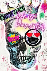 Pop Art Leinwand | Skull | Totenkopf | Bild | Kunst | Contemporary | L von Julie_Moon_POP_ART