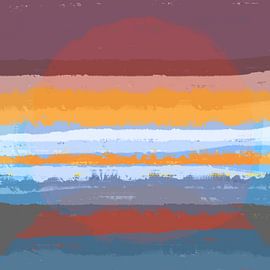 Dreamland. Modern abstract landscape in bright pastel colors.  Sunset meets sunrise by Dina Dankers