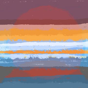 Dreamland. Modern abstract landscape in bright pastel colors.  Sunset meets sunrise by Dina Dankers