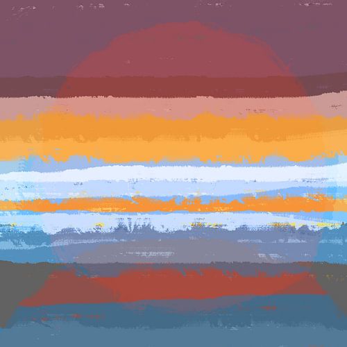 Dromenland. Modern abstract landschap in heldere pastelkleuren.  Zonsondergang ontmoet zonsopgang