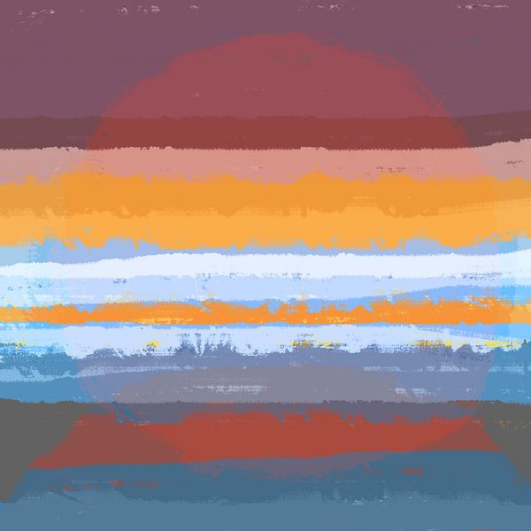 Dreamland. Modern abstract landscape in bright pastel colors.  Sunset meets sunrise by Dina Dankers