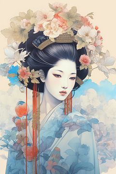 Geisha with flower crown by Peter Balan