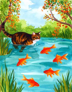The Cat and the Goldfish van J.O. Han