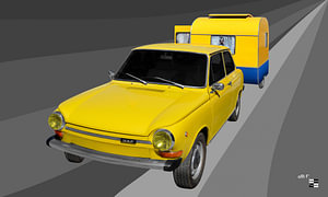 DAF 44 mit Wohnwagen