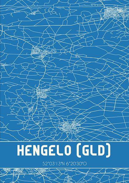 Blueprint | Map | Hengelo (Gld) (Gelderland) by Prints of Place